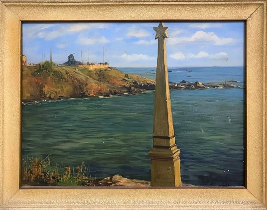 Painting of the rock of Quarto in Genoa, the starting point of the Expedition of the Thousand.